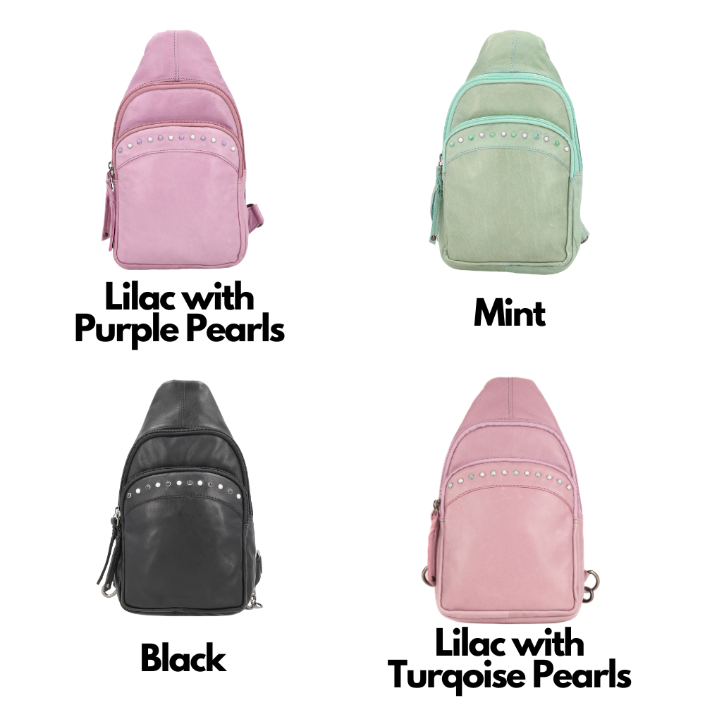 Concealed Carry Haven Sling Leather Backpack by Lady Conceal