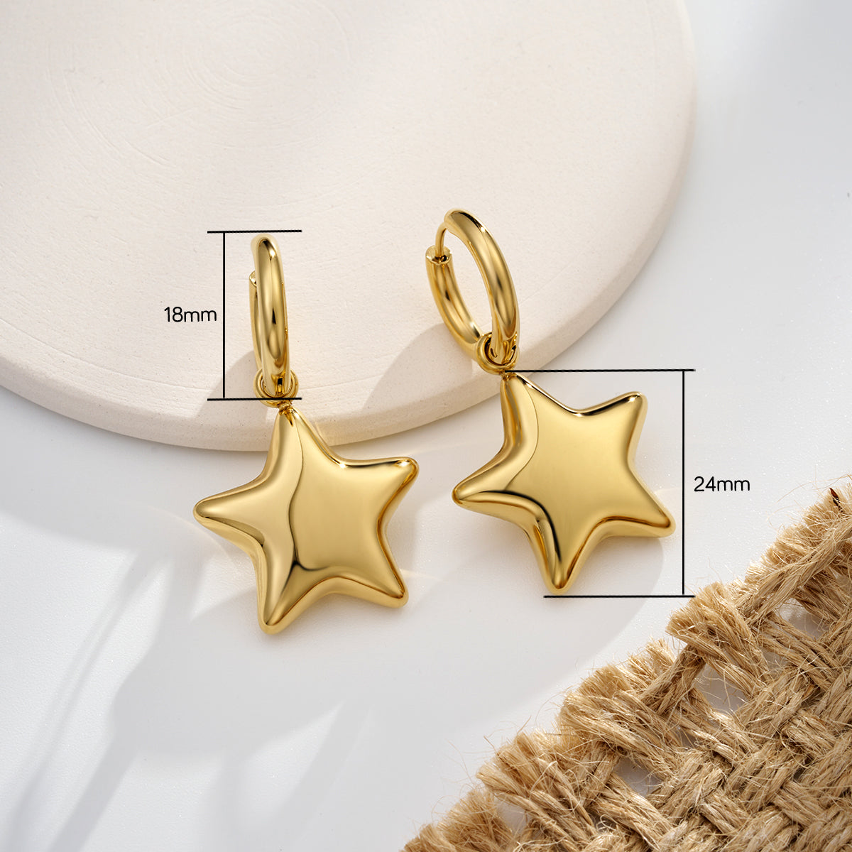 Bubble Star Water Safe Stainless Steel Hoop Earrings