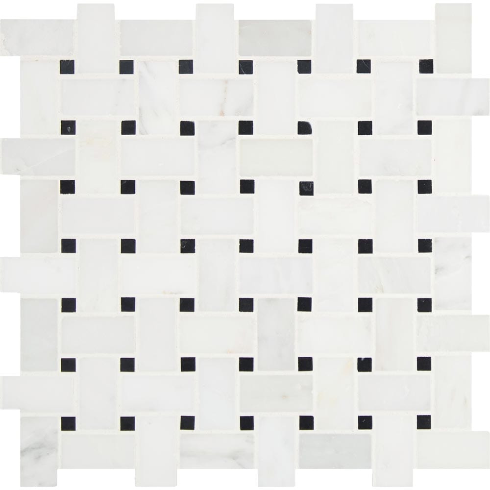 Arabescato Carrara Basket Weave 12" x 12" Honed Marble Mesh-Mounted Mosaic Tile Pattern-MSI Collection