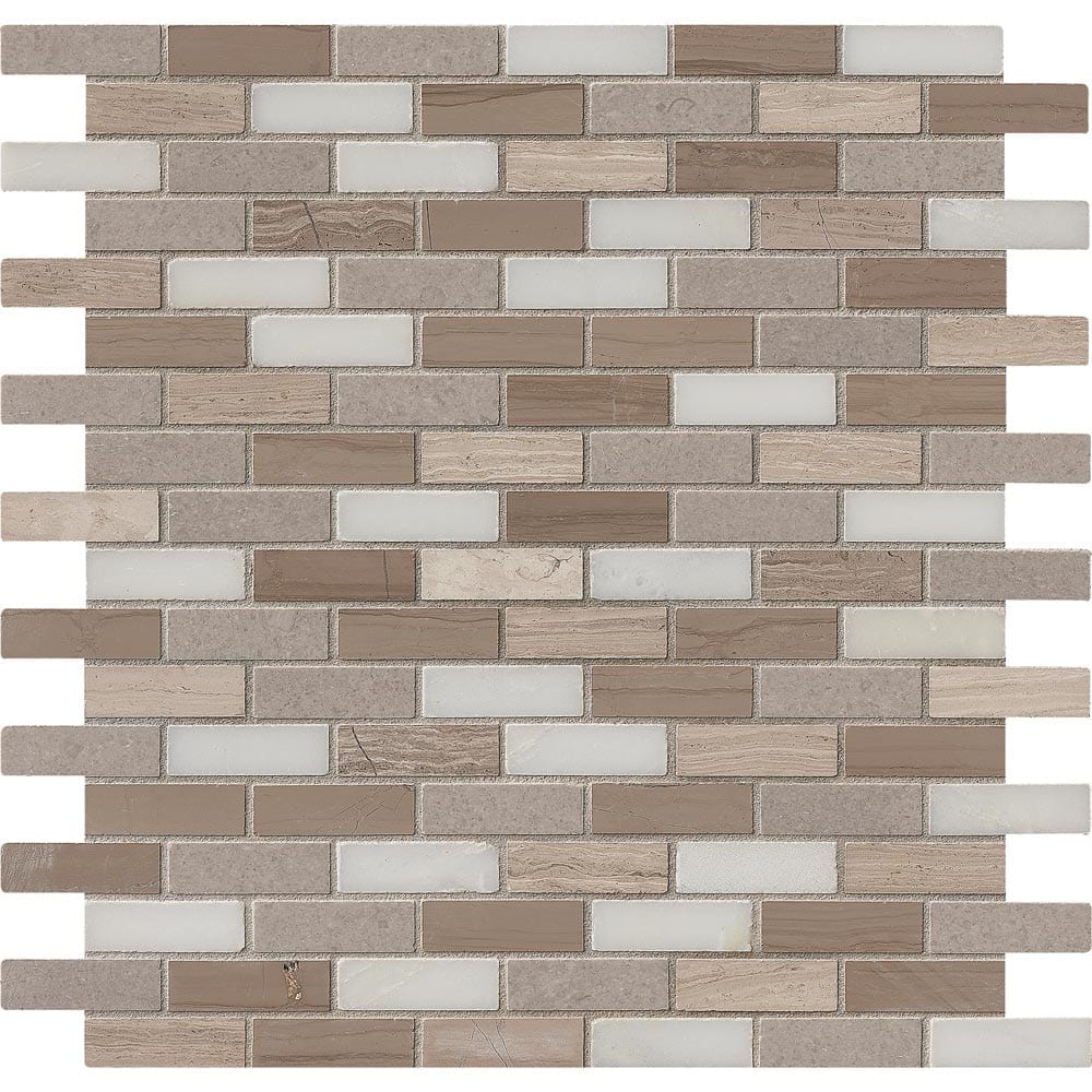 Arctic Storm 12" x 12" Honed Marble Mesh-Mounted Mosaic Floor and Wall Tile 0.625"x2"-MSI Collection