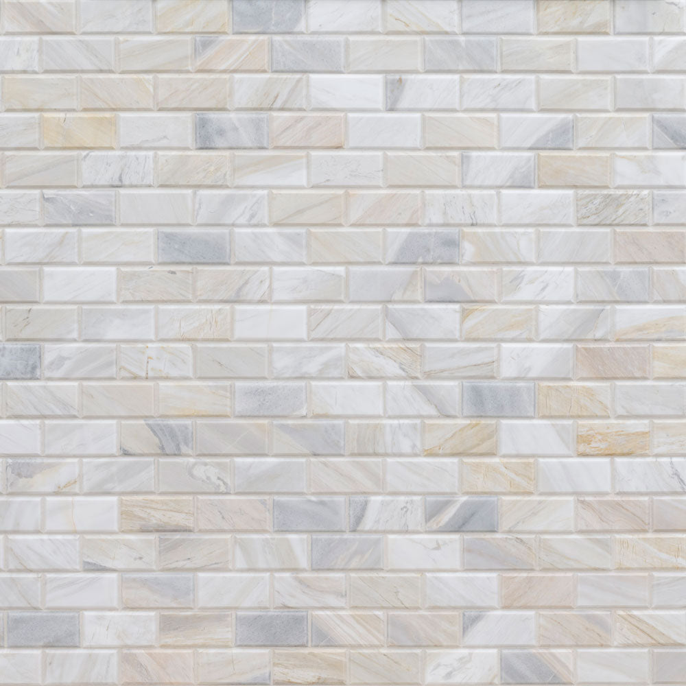 Athena Gold 2"x4" Honed and Beveled Marble Mesh Mounted Mosaic Tile - MSI Collection