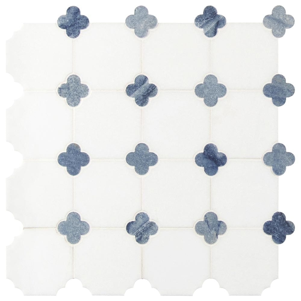 Azula Floret 12" x 12" Polished Marble Mesh-Mounted Mosaic Tile Pattern-MSI Collection