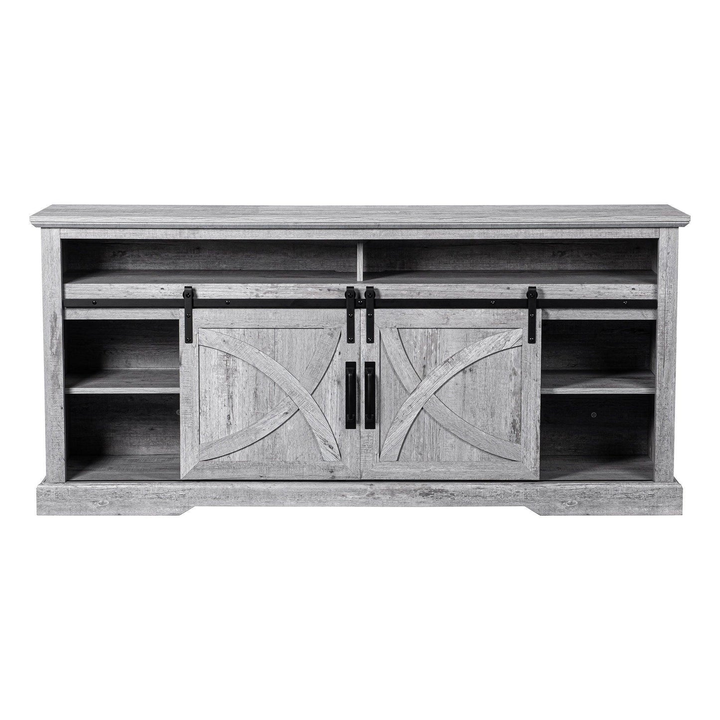 68" Farmhouse TV Stand with 23" Insert Opening Electric Fireplace