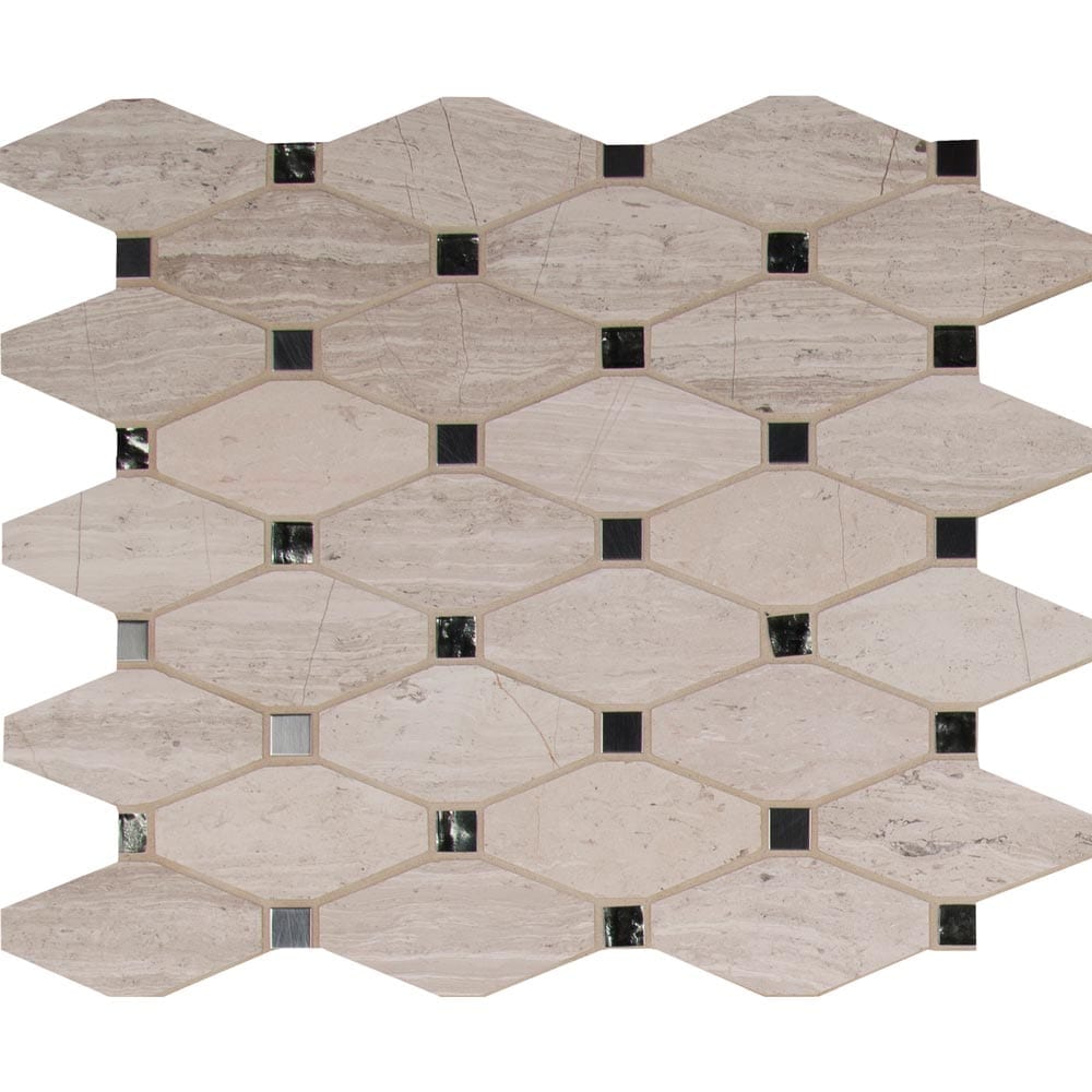 Bayview Elongated Octagon 11.81"x13.4" Glass Metal Stone Mesh-Mounted Mosaic Tile Pattern - MSI Collection