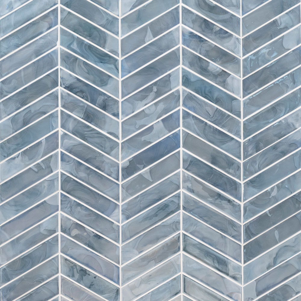 Blue Shimmer Chevron 9.95"x11.85" Glass Mesh Mounted Mosaic Wall Tile - MSI Collection