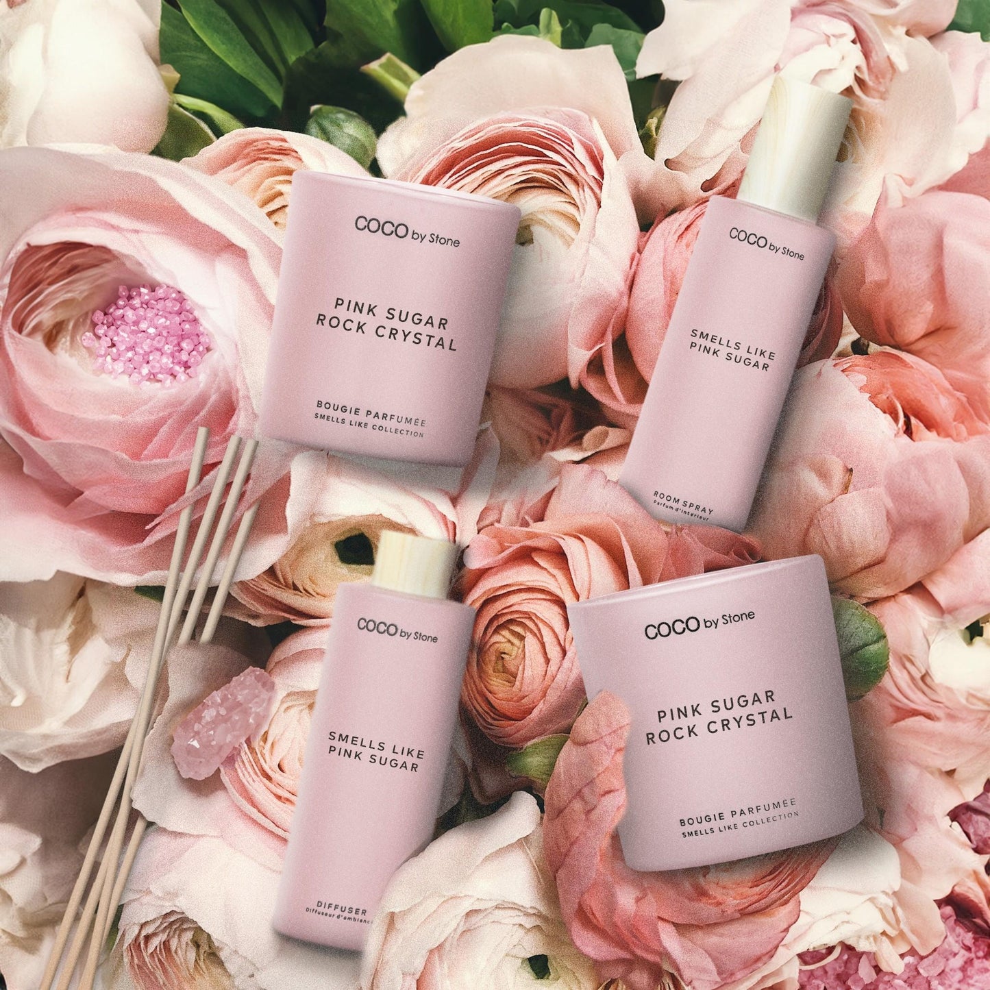 15oz Smells Like Pink Sugar Rock Crystal Candle