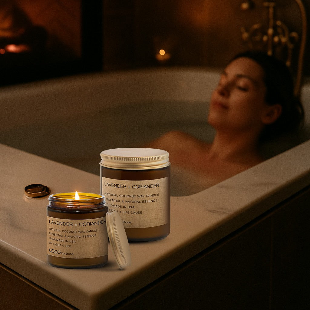 7.2oz Lavender + Coriander Natural Coconut Apricot Wax Candle