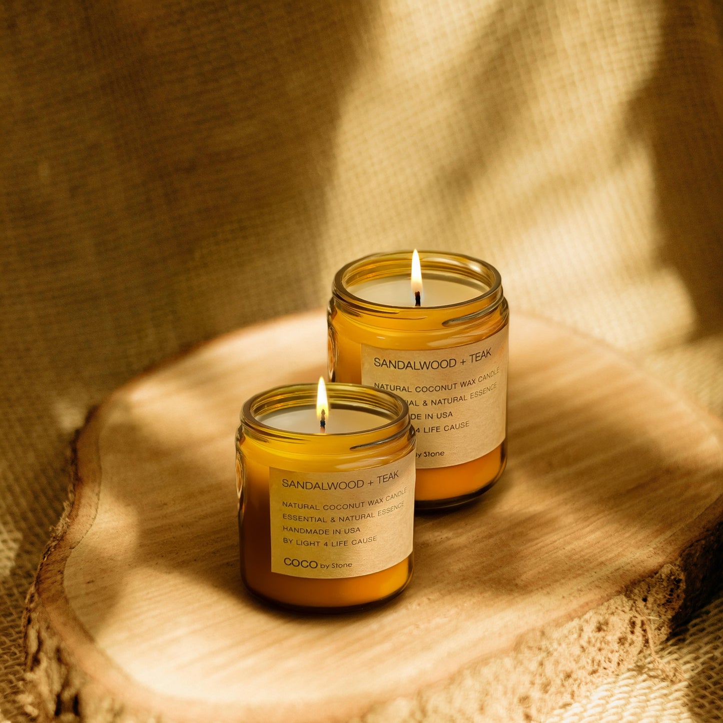 3.5oz Sandalwood + Teak Natural Coconut Apricot Wax Candle