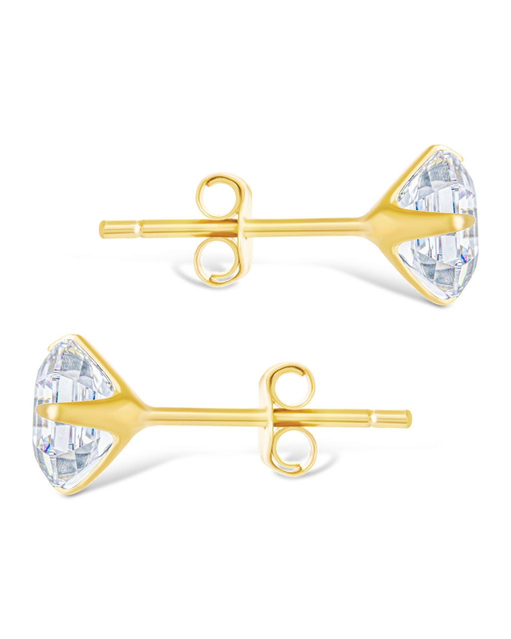 Sterling Silver Asscher Cut Prong Set Stud Earrings