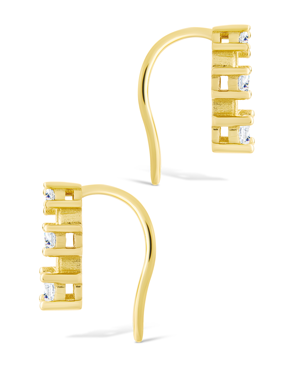 Sterling Silver Round Cut Mini Ear Crawlers