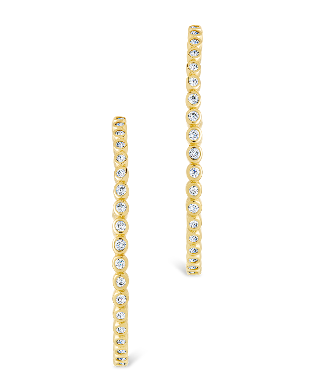 Sterling Silver Bezel Statement Bubble Hoops