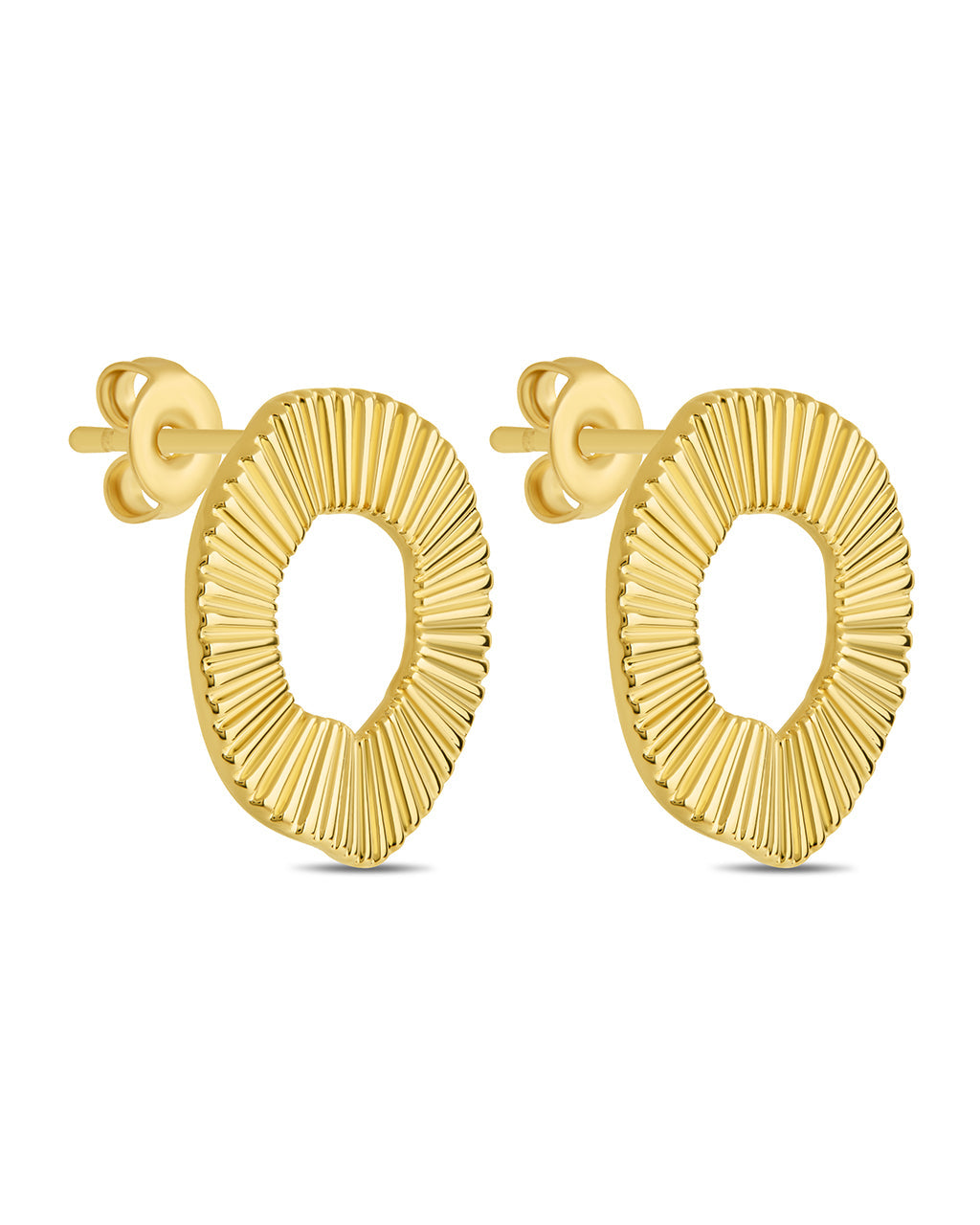 Viviana Ribbed Open Circle Stud Earrings