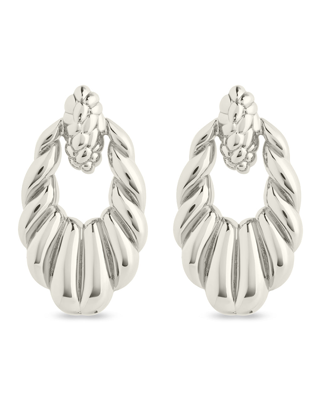 Enid Textured Door Knocker Stud Earrings