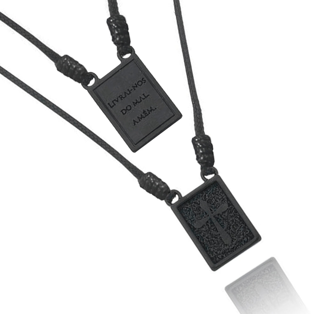 Scapular Deliver Us From Evil Amen Cord Men's Necklace - Male Jewelry
