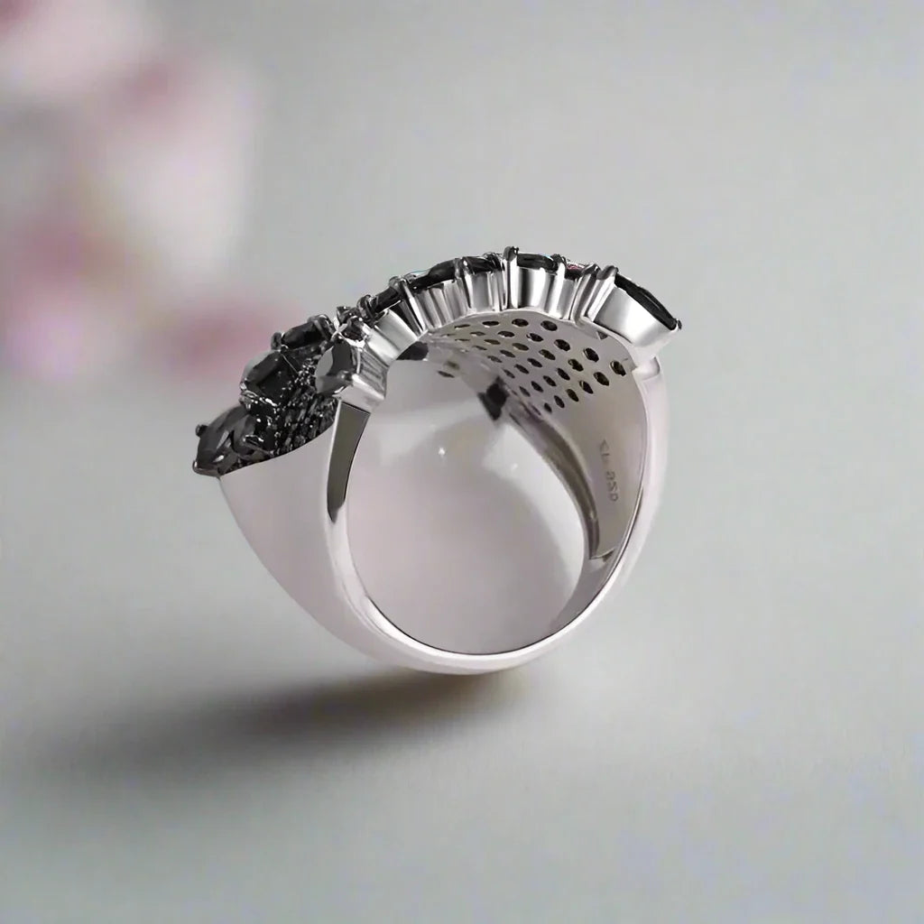 Gothic Natural Black Spinel Gemstone Ring