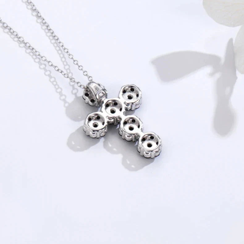 Round-cut Black Spinel Cross Goth Necklace