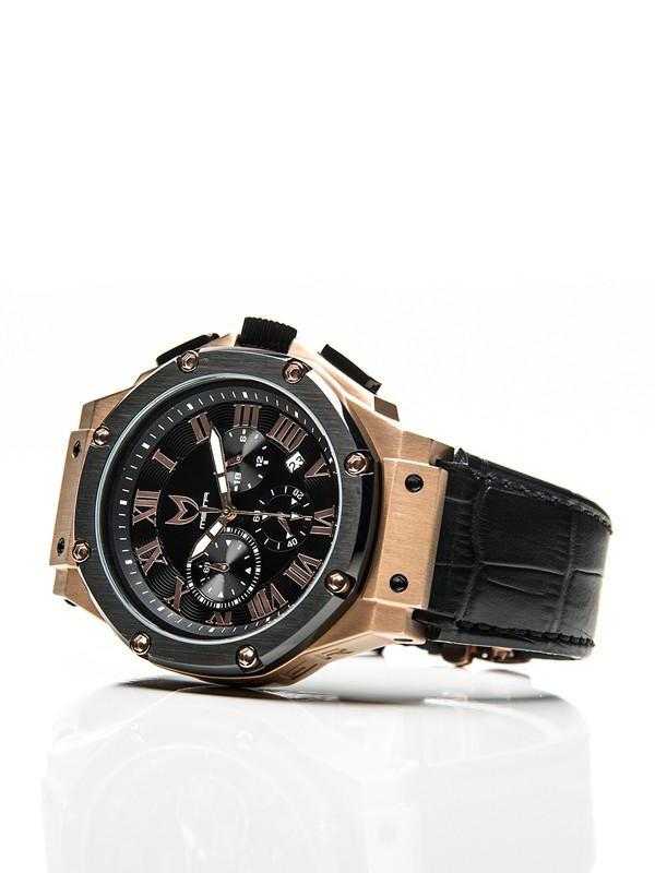 AM139CB - AMBASSADOR ROSE GOLD / BLACK / CROC STYLE BAND