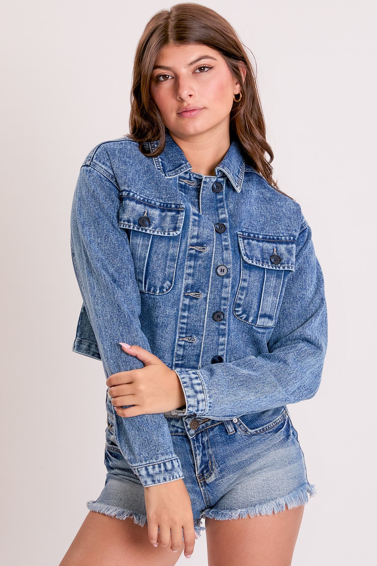 Women's Cropped Trucker Denim Jacket