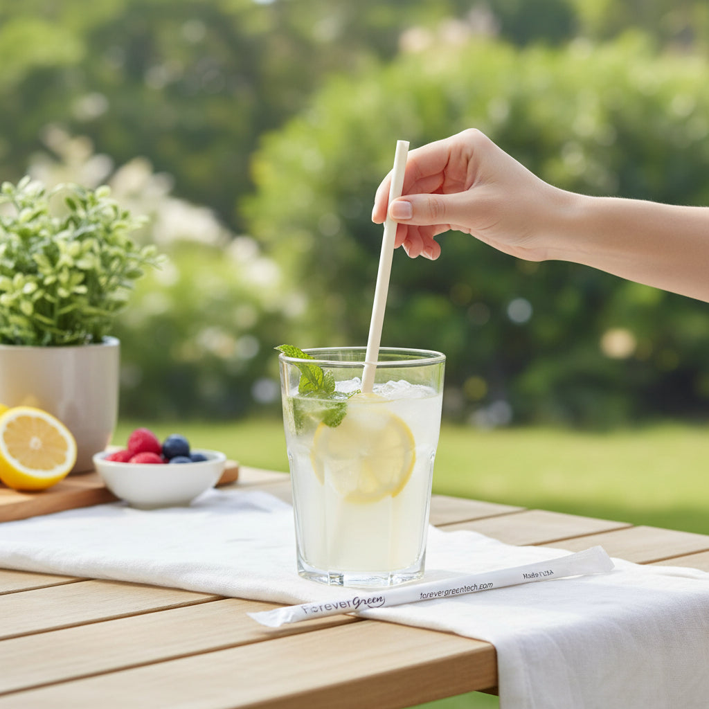 Wrapped 10.25'' x 0.27'' Compostable White Giant Drinking Straws - 1,850 Count