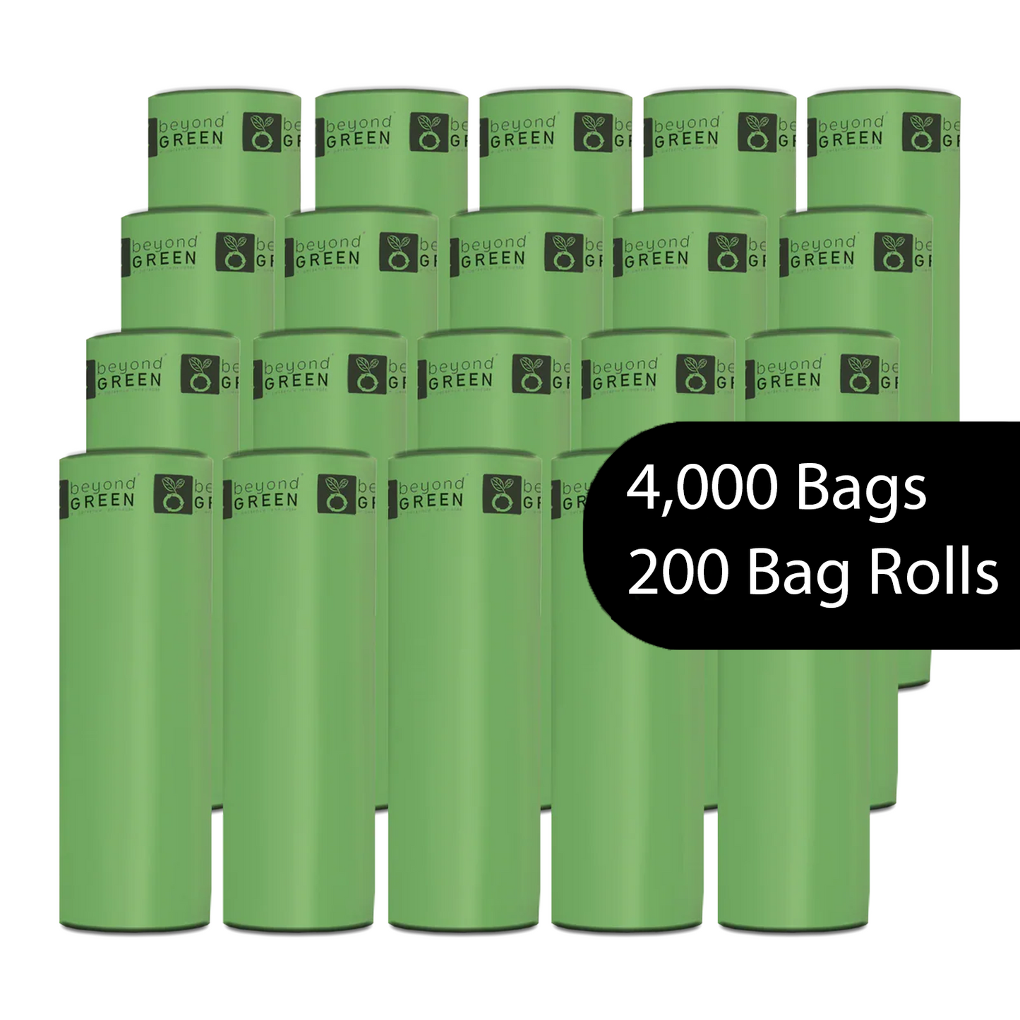 beyondGREEN Dog Waste Bags – Grab & Go Bulk Pack – 200 Bags on Roll with Core - Made in USA, Leak-Resistant, Folded Rolls