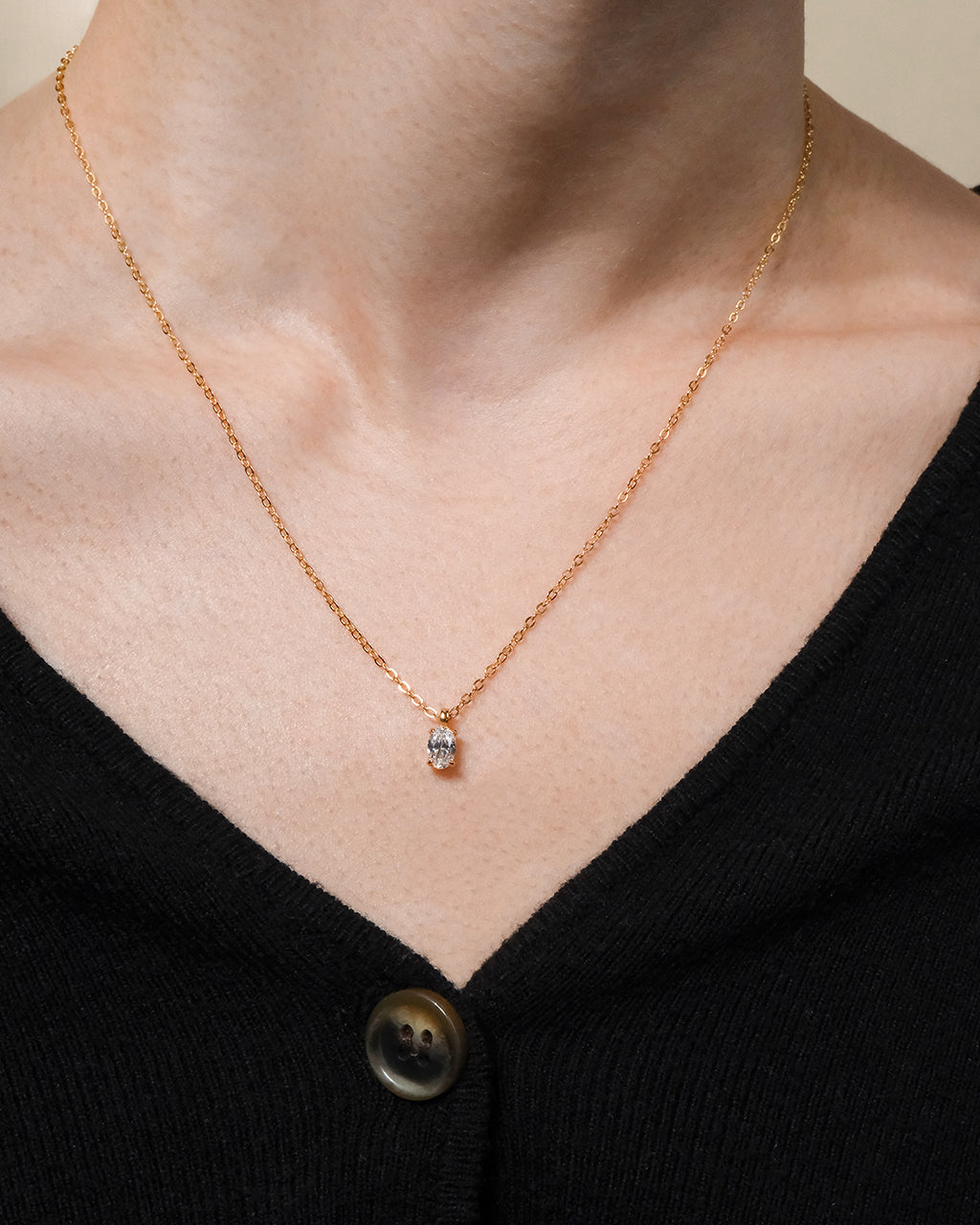 Sterling Silver Oval CZ Prong Set Pendant