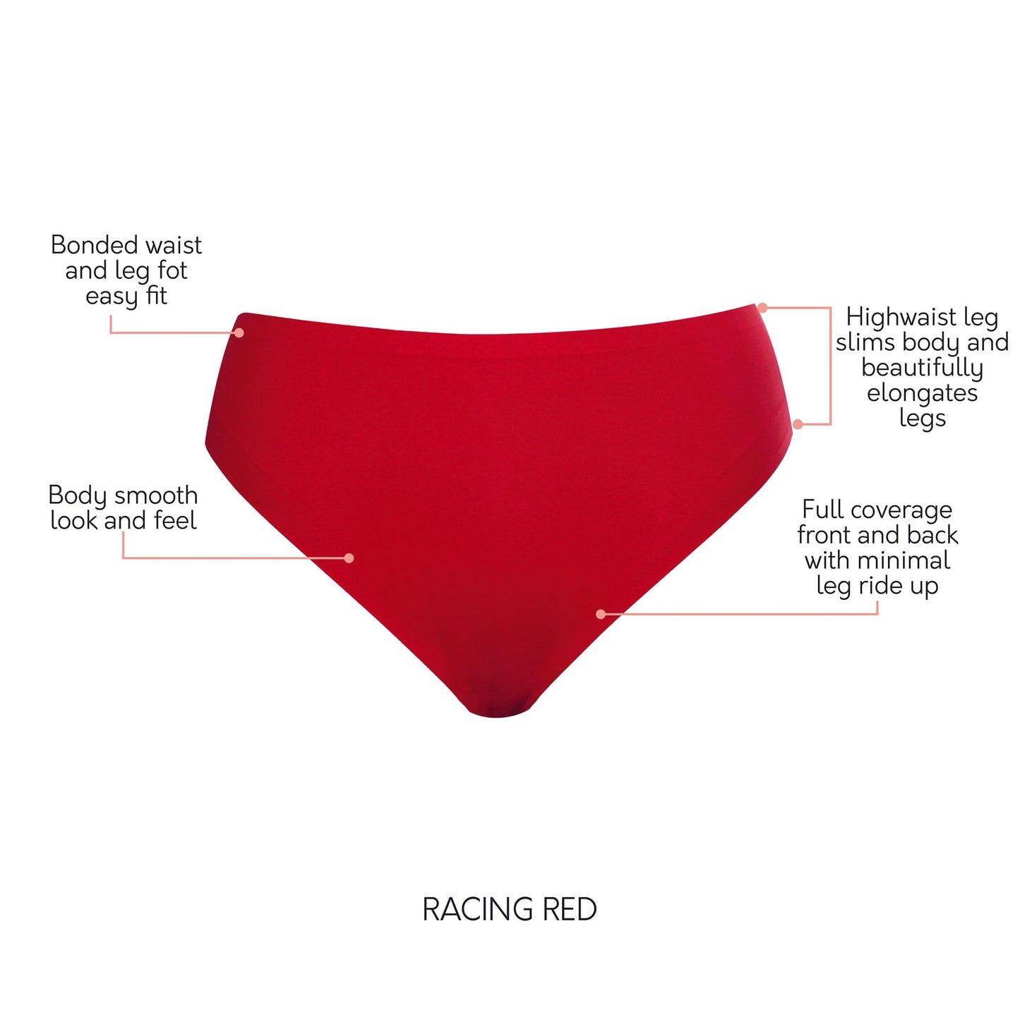PARFAIT Bonded French Cut PP5031 Body Smoothing Panties with No Visible Panty Lines - Racing Red