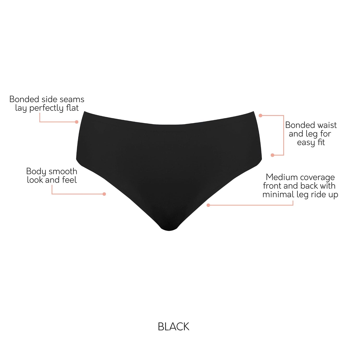 PARFAIT Bonded Hipster PP505 with No Visible Panty Lines - Black