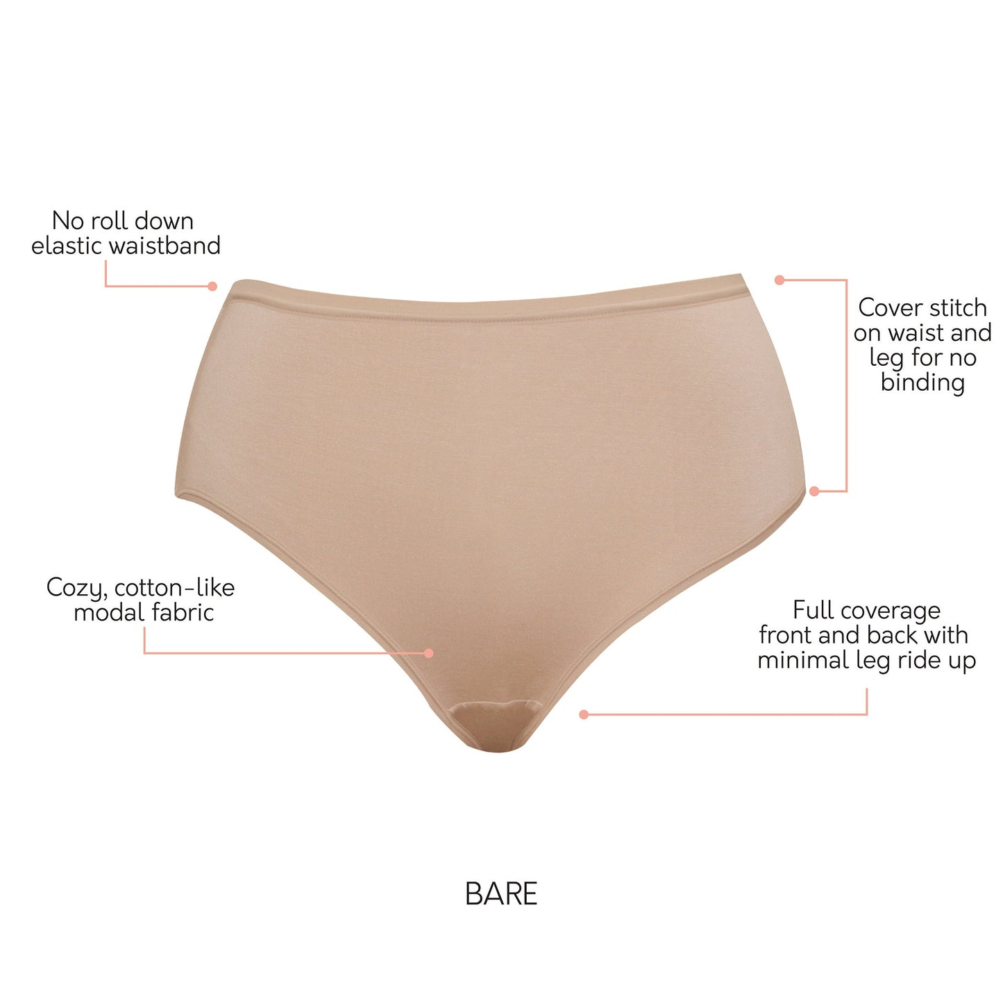 PARFAIT Cozy Brief PP5032 Cotton Like Fabric Full Coverage - Bare