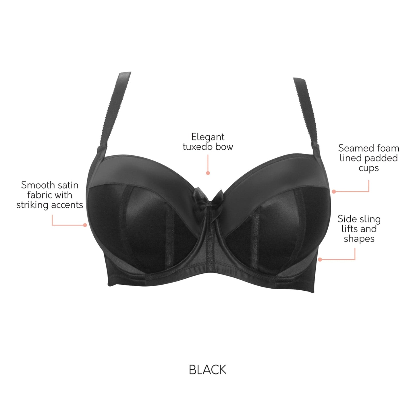 PARFAIT Charlotte 6901 Women's Full Busted and Full Figured Sexy Padded Bra - Black