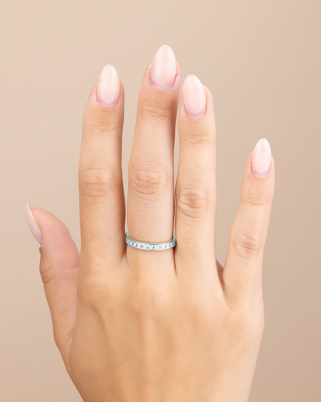 Sterling Silver Princess Eternity Wedding Band