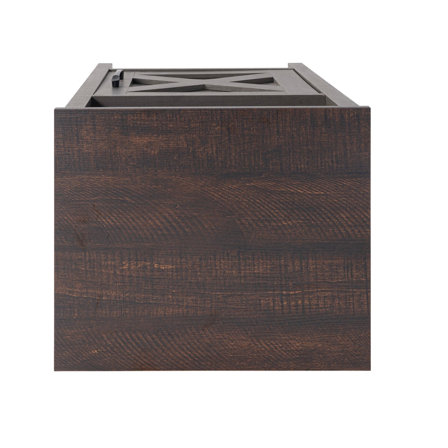 Furniture of America Farmhouse Grey 16-inch Side Table with Barn Door and Open Shelf