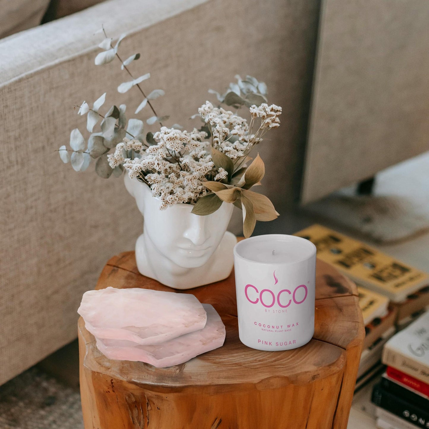 Pink Sugar Natural Coconut Apricot Wax Candle