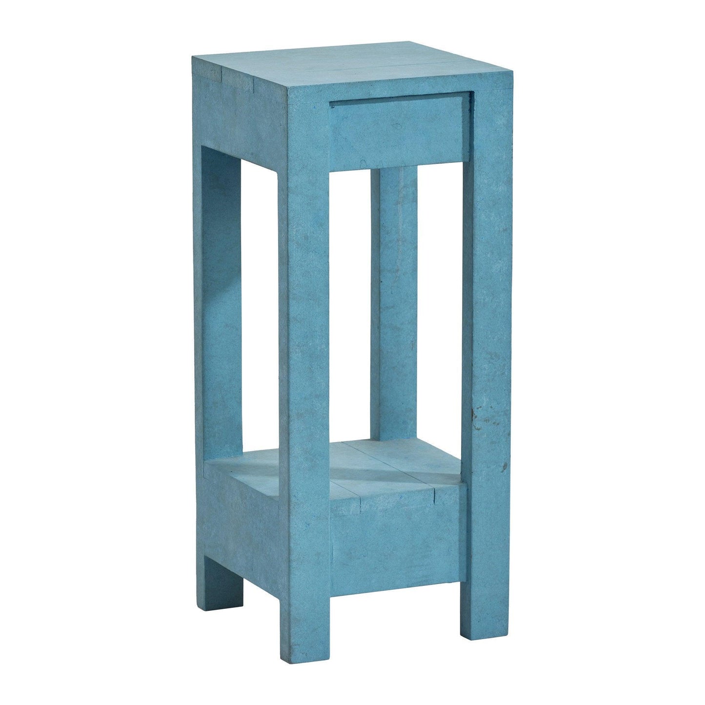 Blue Rectangle Wood Side Table