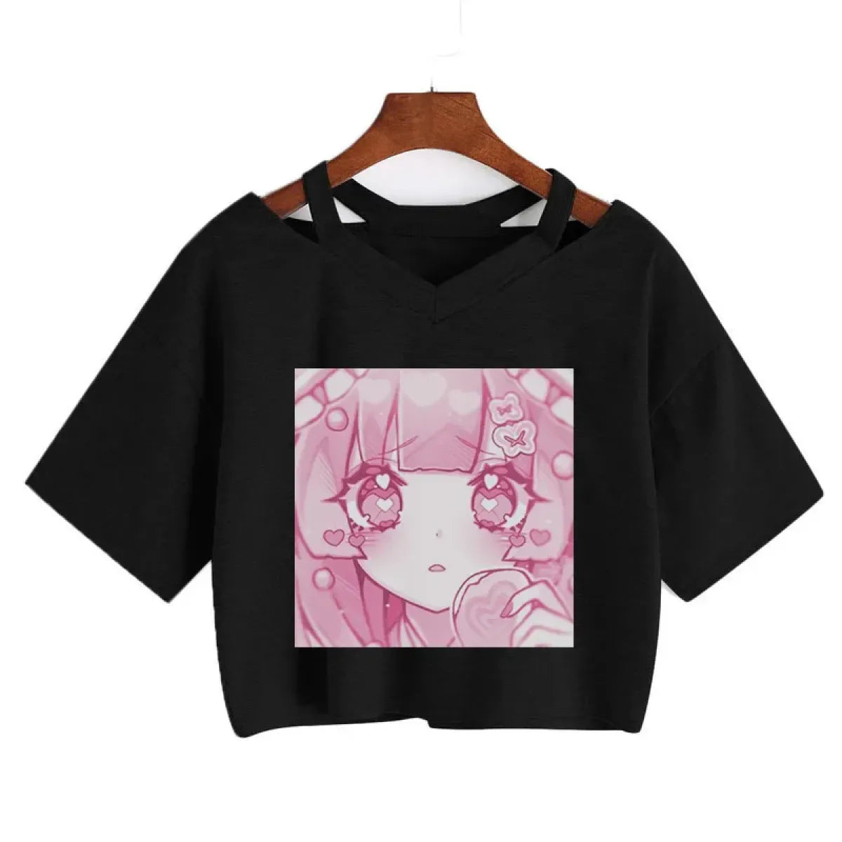 Cherry Blossom Dreams Crop Top – Sweet Manga-Inspired Pink Tee