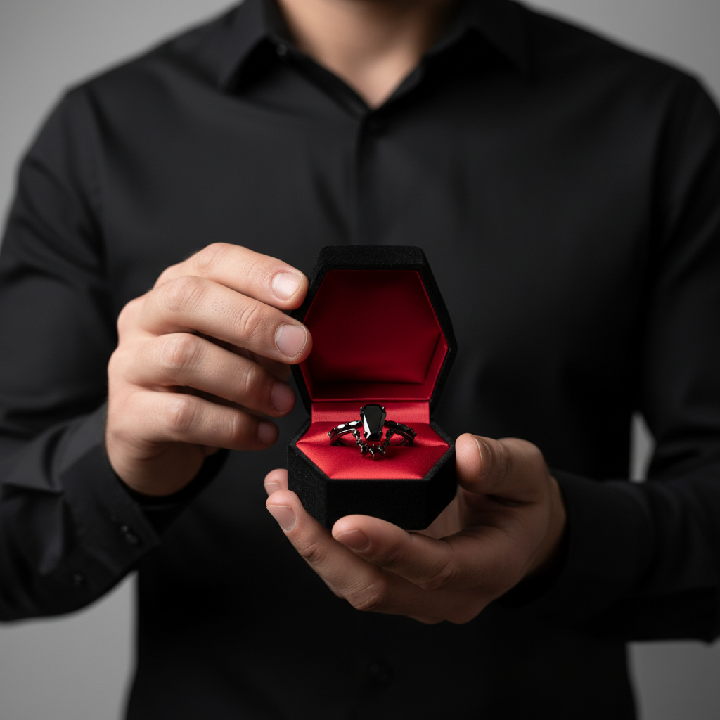 Devoted To You - Limited Coffin Cut Diamond Option Gothic Ring Set