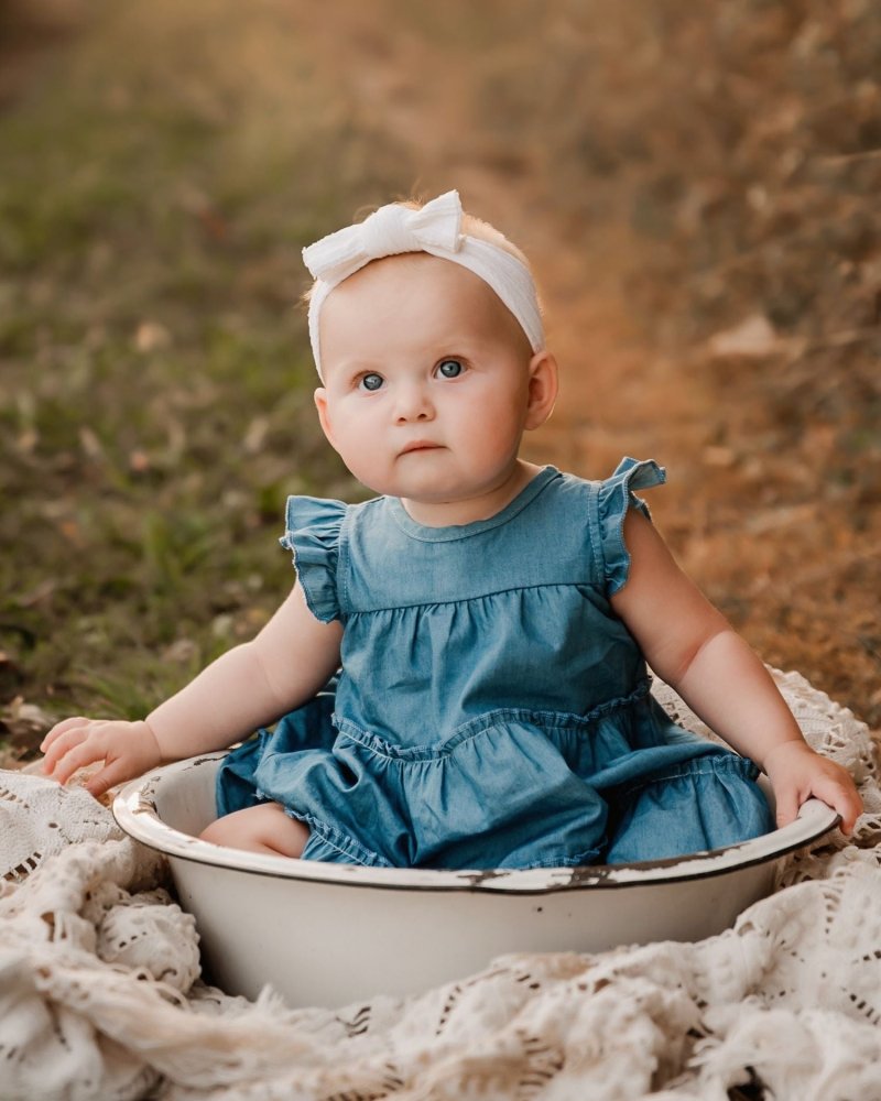 Georgie Tiered Flutter Sleeve Dress - Light Denim