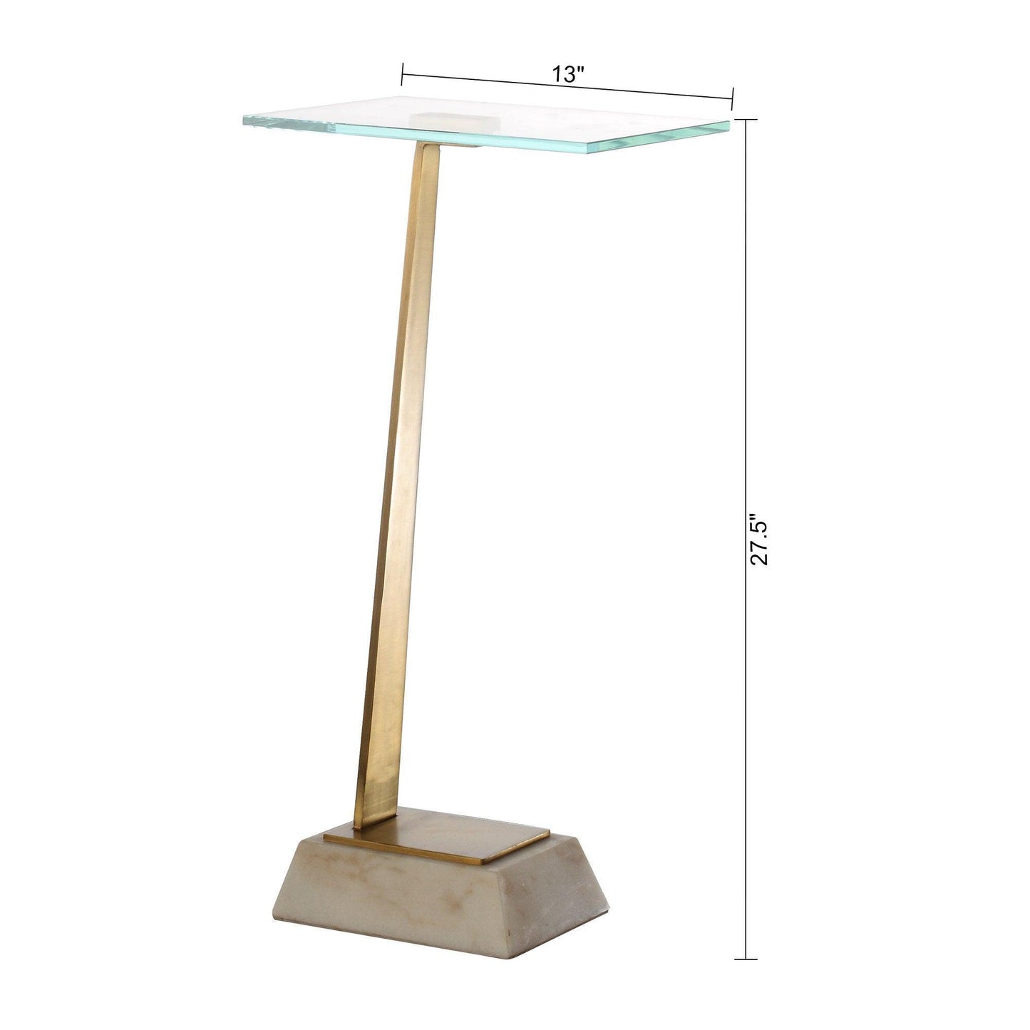 Golden Square Side Table with Marble Base