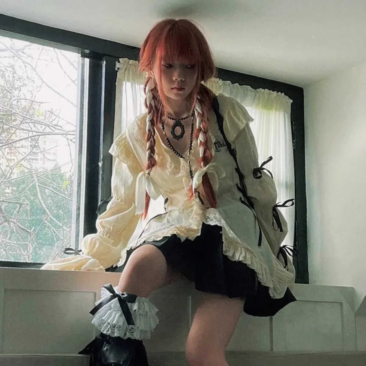 Gothic Lace Blouse – Irregular Harajuku Lolita Top