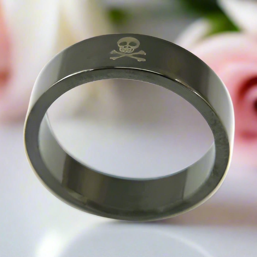 Gothic Skull Cross Bone Men's Ring Band