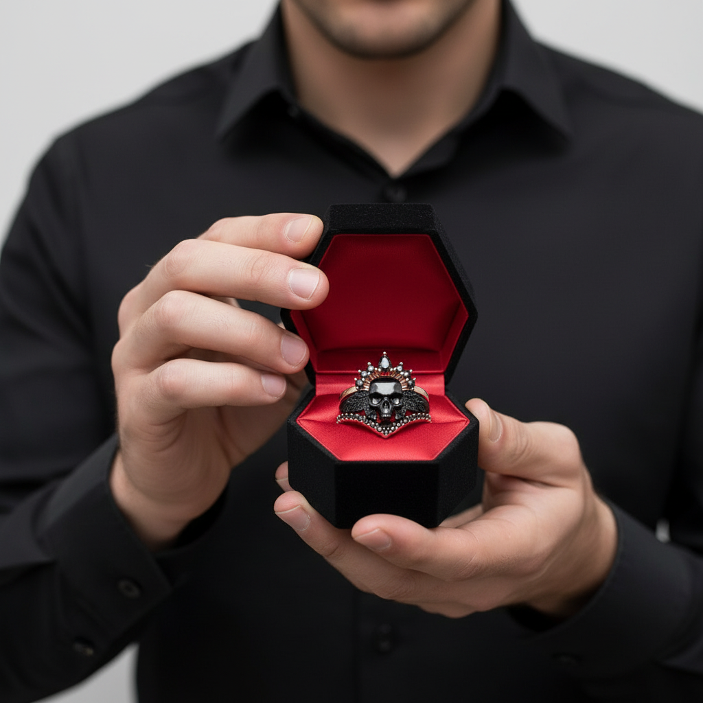 My Queen- 3pc Rose Gold Black Diamond Option Gothic Ring