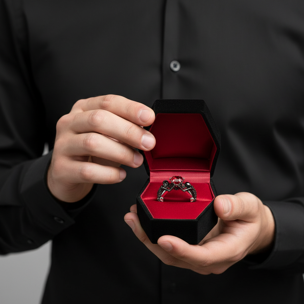 My Ride or Die Promise Ring (Biker Series)- 1.5 Ct Round Cut Diamond Option Gothic Ring