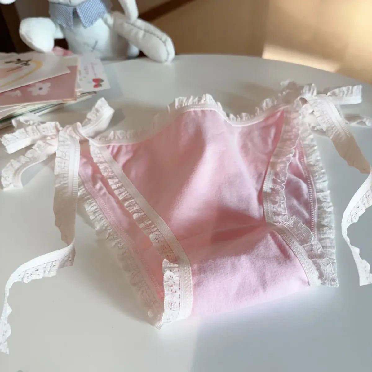 Sweet Lolita Ruffle Lace-Up Cotton Panties – Soft Breathable Briefs