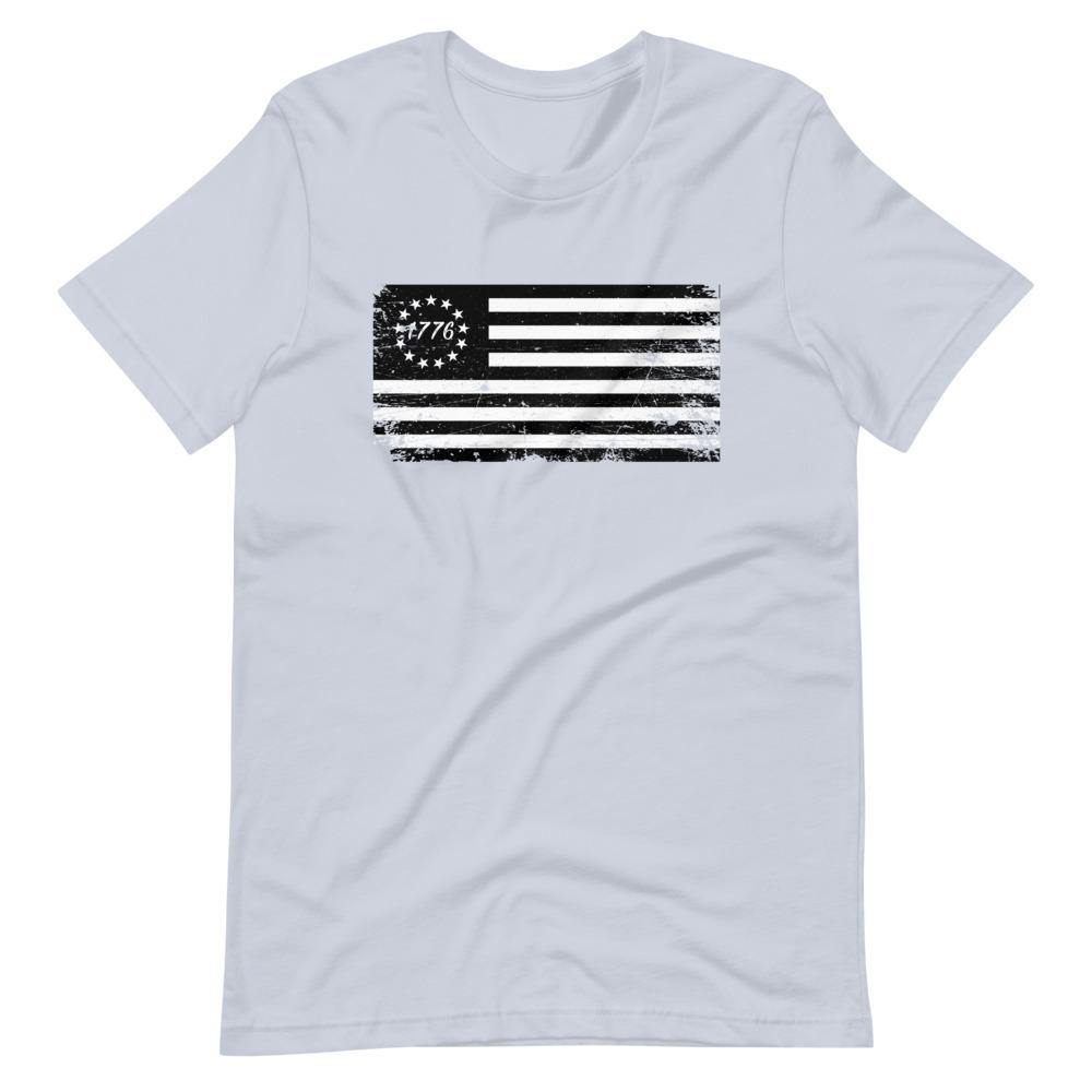 Betsy Ross Flag Black 1776 Distressed Short-Sleeve Unisex T-Shirt