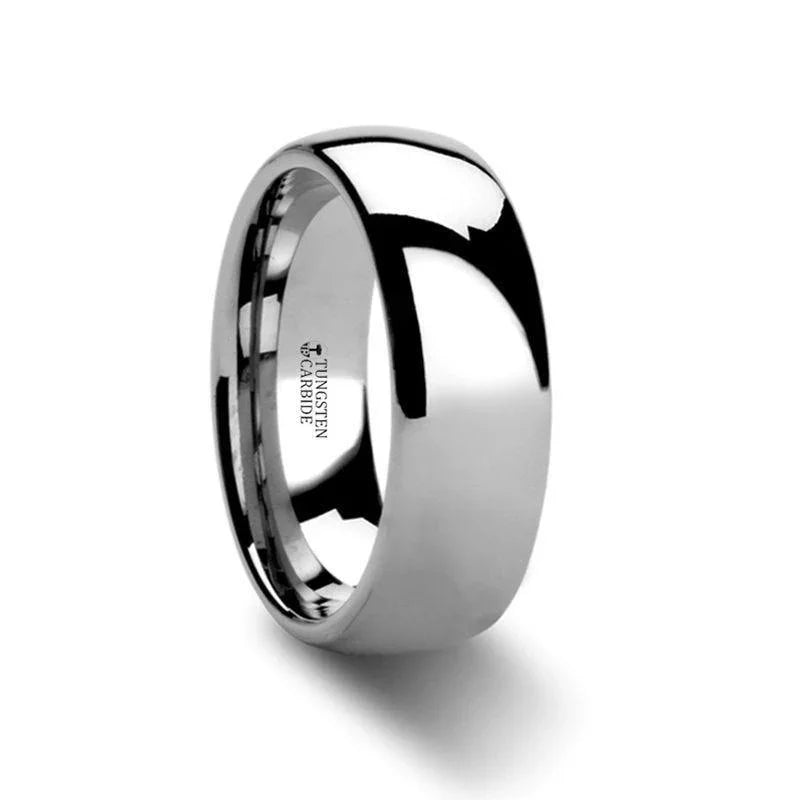 ATHERTON Domed Wide White Tungsten Wedding Band for Men - 12mm