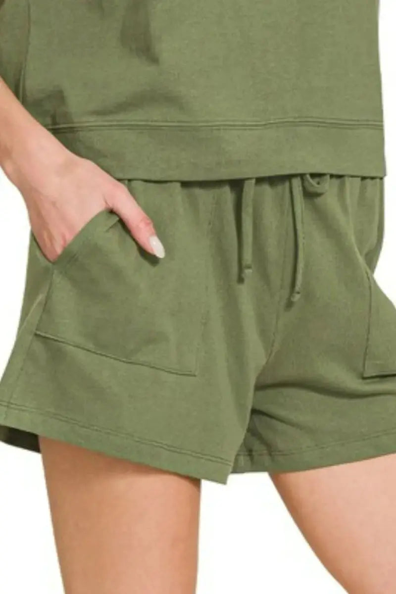 Women's Loungewear Set - Soft Cotton - Top & Shorts