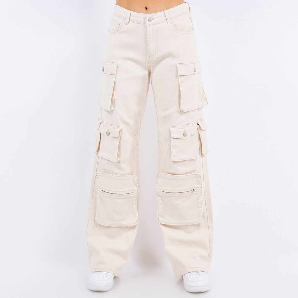 PLUS SIZE HIGH WAIST WIDE LEG POCKET PANTS-RJH30589P