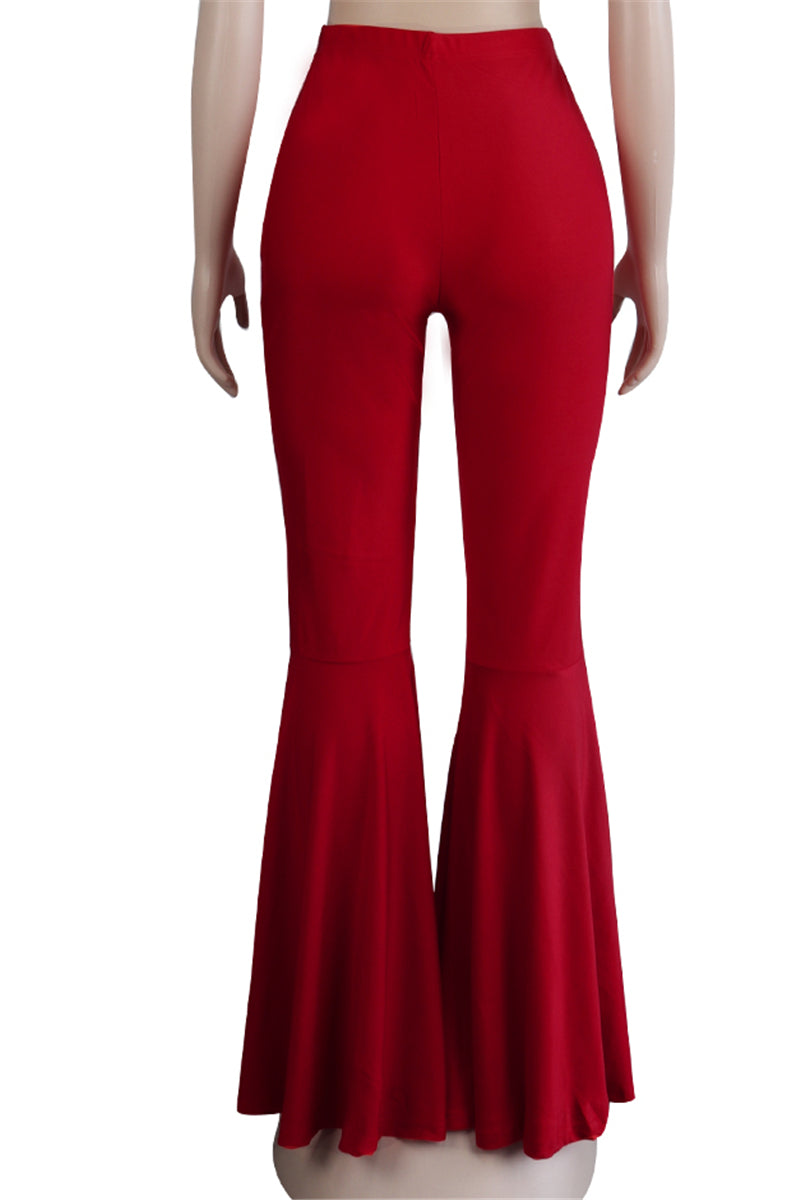 Solid color new stylish stretch slim flare pants