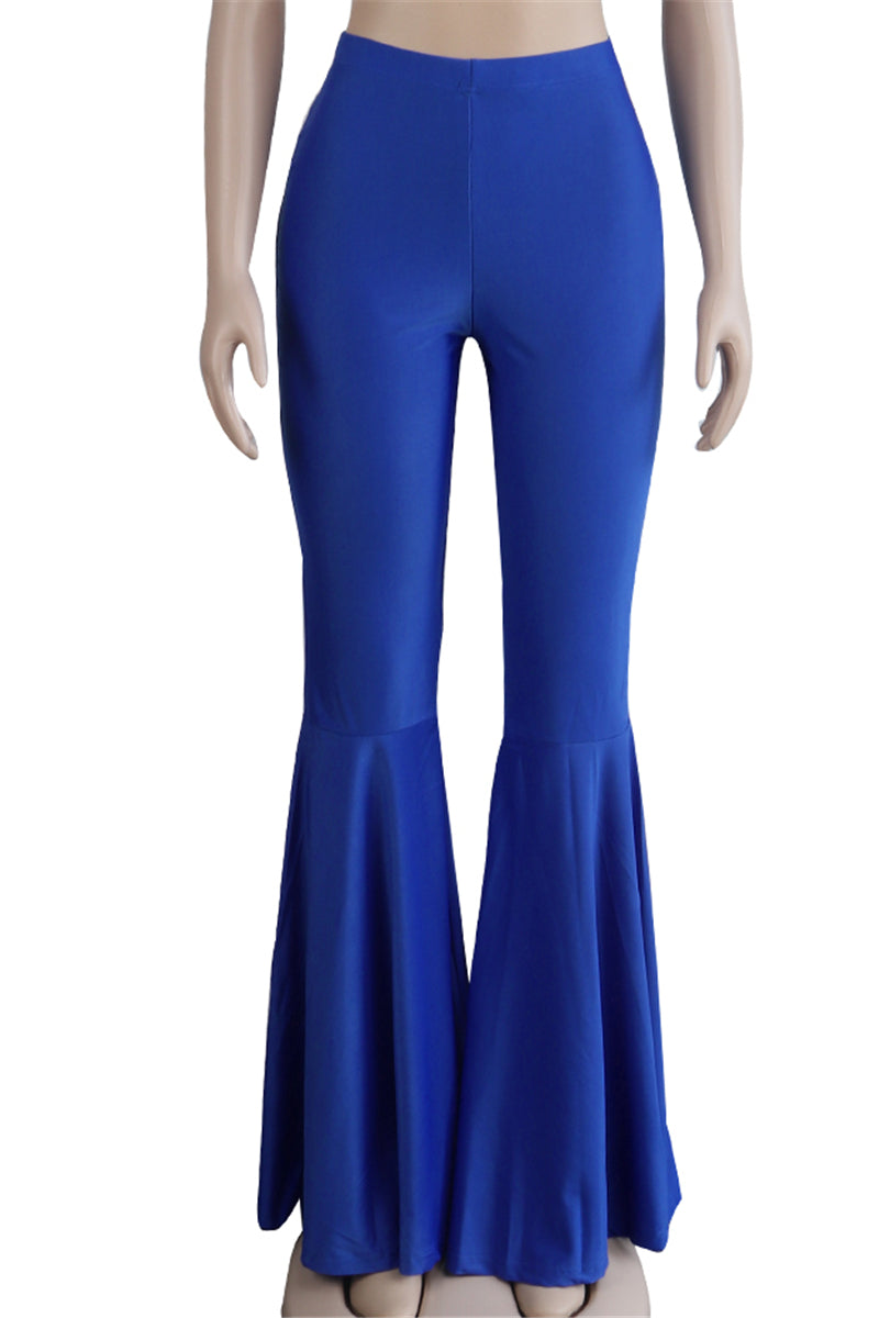 Solid color new stylish stretch slim flare pants