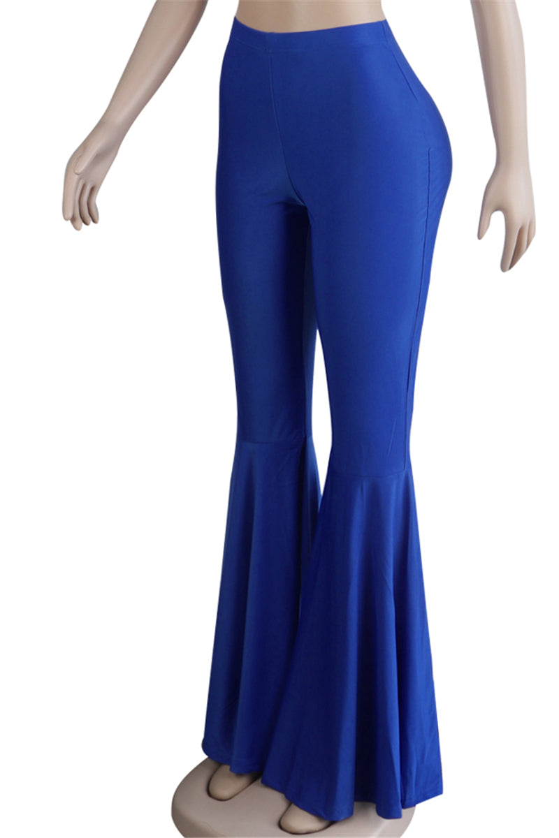 Solid color new stylish stretch slim flare pants