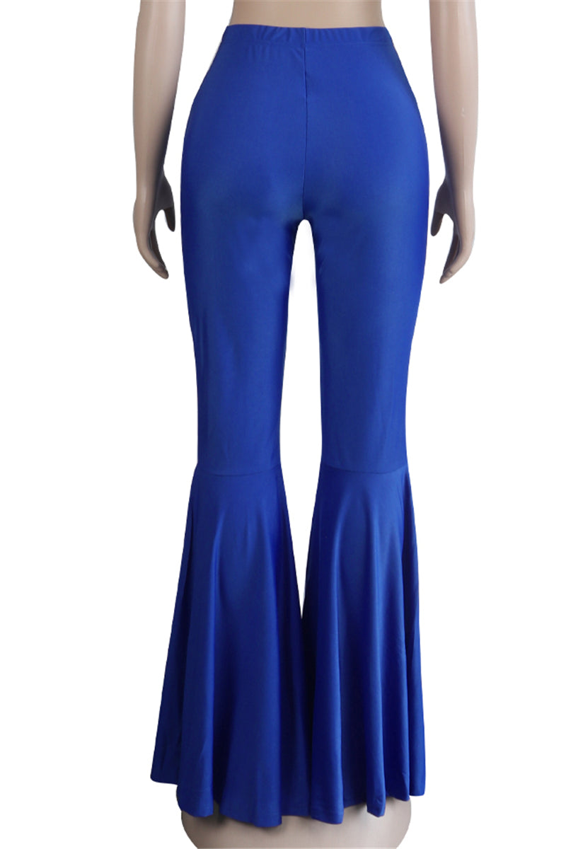 Solid color new stylish stretch slim flare pants